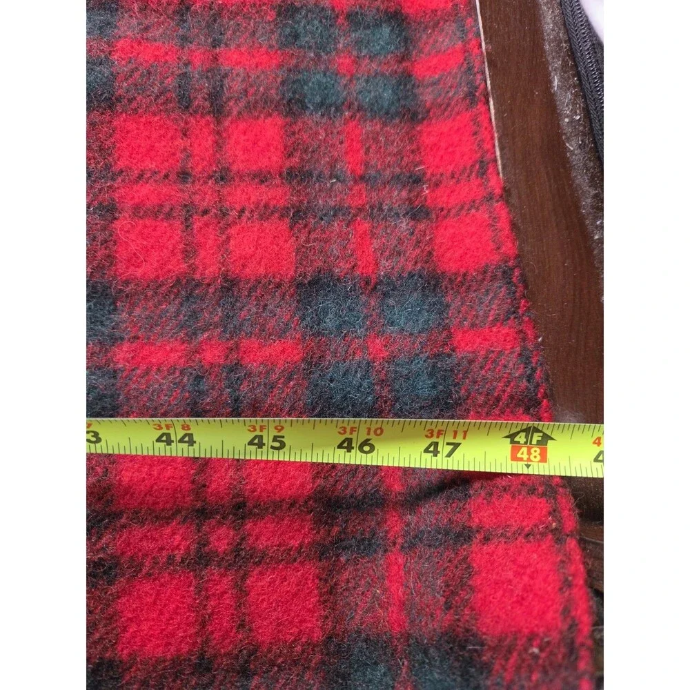 VTG Pendleton Virgin Wool Red Black Plaid Fringe Throw Blanket Made in USA EUC